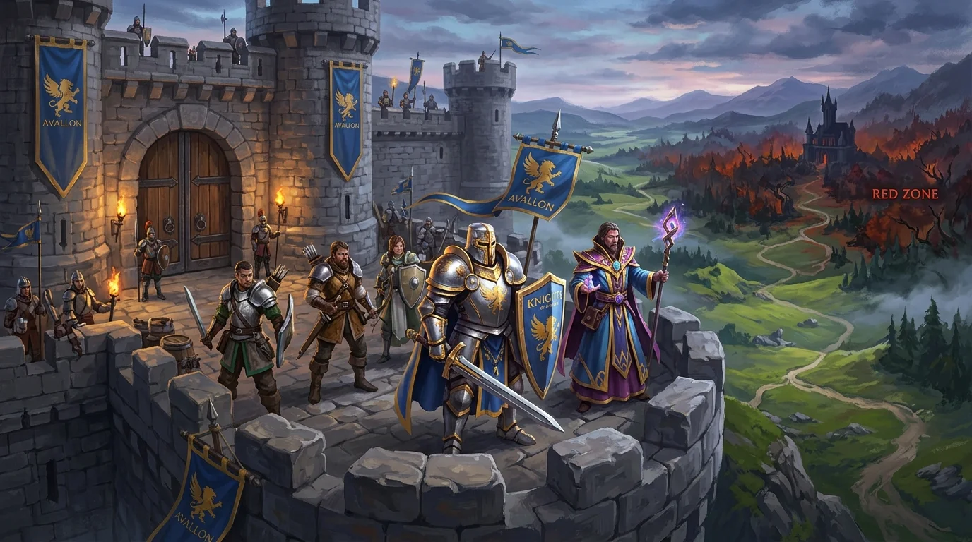 Albion Online - Mura di castello e cavalieri medievali